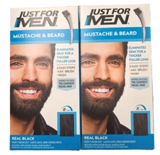 Just For Men M-55 REAL BLACK Mustache & Beard Brush In ( 2 boxes )