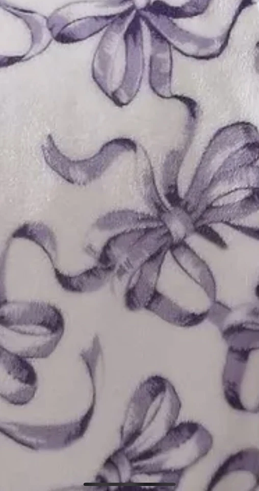 Betsey Johnson NEW Purple Bows & Ribbon QUEEN 90x90 Blanket Ballet Bow Coquette - Image 3 of 4