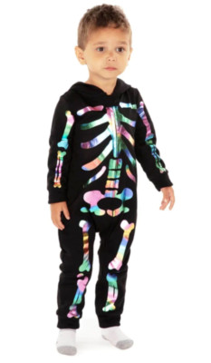 Tipsy Elves Toddler Iridescent Skeleton Costume Size 2T Jumpsuit Halloween