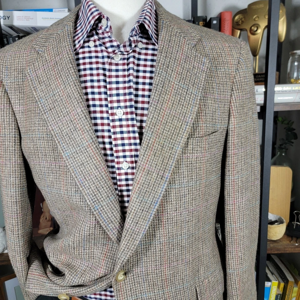 Abrigo Blazer Deportivo De Colección Austin Reed Para Hombre Tweed Dos Botones Marrón Lana Talla 42-44R Foto 4 de 4