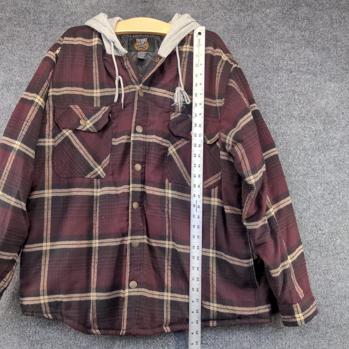 Victory Rugged Wear Men's Quilted Lined Hooded Shirt Jacket