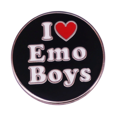 I Love Emo Boys Metal Enamel Pin Badge Goth Girl Fashion Y2K Cute