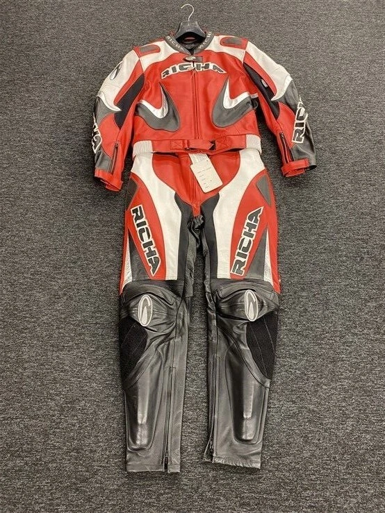 Richa Ladies 2 Piece Motorcycle Leather Suit Red Black White