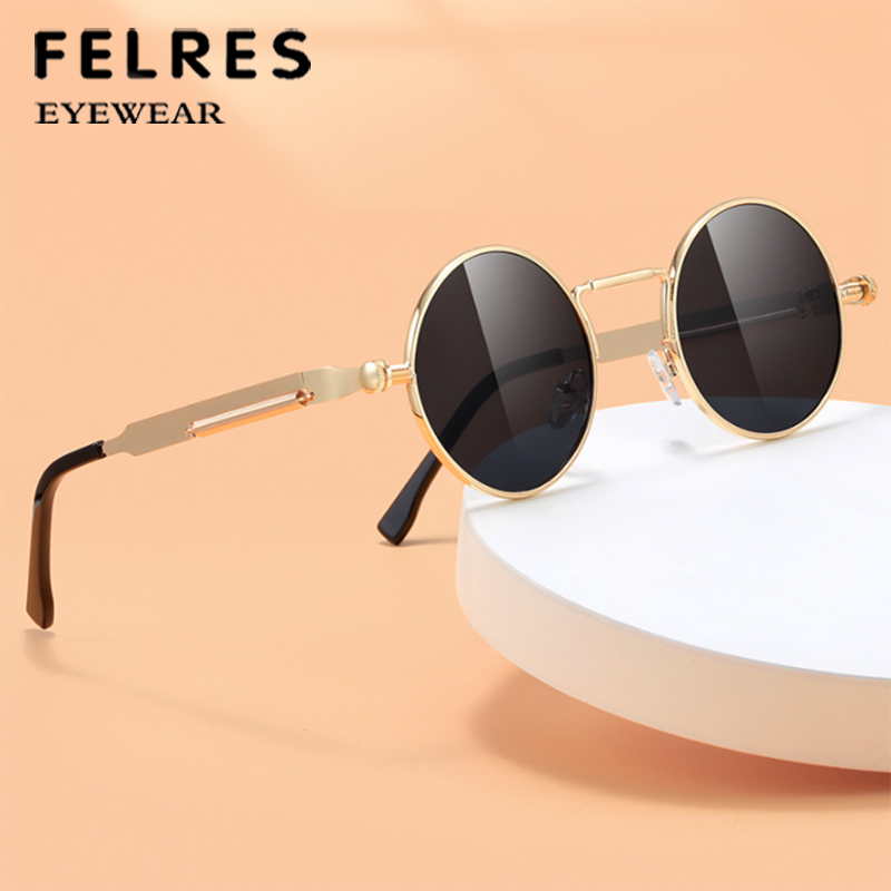 Round Metal Frame Tinted Myopia Glasses Men Steampunk Nearsighted Sunglasses