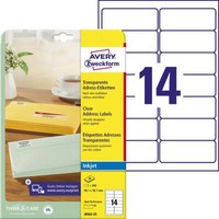 Avery Zweckform Transparente Adress-Etiketten, 99,1 X 38,1Mm
