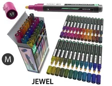 24 Jewel Dark Tones Acrylic Paint Pens Markers Set (3mm MEDIUM)
