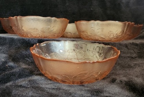Vintage Arcoroc Frankreich ~ (6) rosa rosa ~ geprägt ~ 6" Schalen ~ Rose ~ Repro Depression Glas - Bild 3 von 5