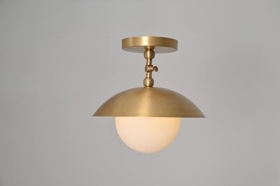 Messing Unterputz Deckenleuchte | Opalglas Kugel | Mid Century Modern...
