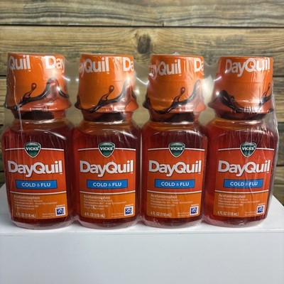 4X Vicks DayQuil Cold & Flu 4 Flu. Oz. Each (Lot Of 4) Exp:07/2027