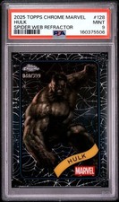 2025 Topps Chrome Marvel #128 Hulk : Spider Web Refractor : 040/399 : PSA 9