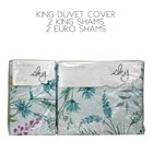 Sky Spring Posies Cotton 5 PIECE KING Duvet Cover & Shams Set MULTI FLORAL