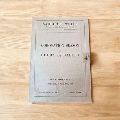 Vintage Sadler's Wells Opera/Ballet Season Wed 27th May 1953 Die Fledermaus. 