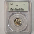 1945 P Mercury Dime Winged Liberty Head 10C PCGS MS63 OGH Green Holder SLB-45Ba
