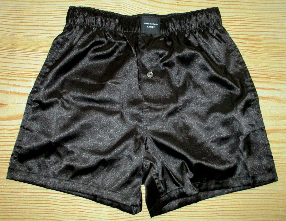 MENS AMERICAN EAGLE SATIN BLACK POCKET BOXER SHORTS SIZE XS (26/28