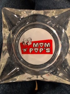 Mom and Pops Glass Ashtray Made In USA Vintage Retro Kitchen Decor Collectible