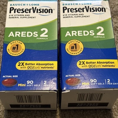Bausch + Lomb PreserVision AREDS 2 Mini Softgels Eye Supplement 2 Box 90ct 7/27+