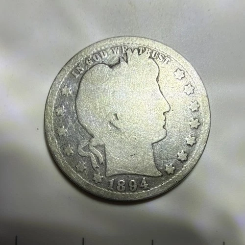 1894 Barber Quarter 25C Silver Circulated Business Strike Uncertified US Coin