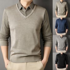 Thermal Fleece Men Sweater Shirt Plush Thicken Long Sleeve Lapel Solid