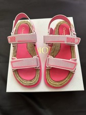 Christian Dior Dioract Dad Sandals Size 39.5 tech knit Hot Pink And Raffia jute