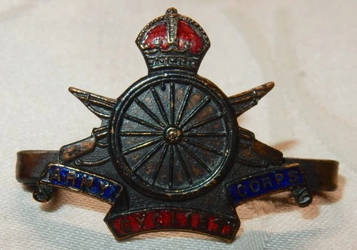 WW1 ERA ARMY CYCLIST CORPS MILITARY ENAMEL SWEETHEART BADGE WORLD WAR I