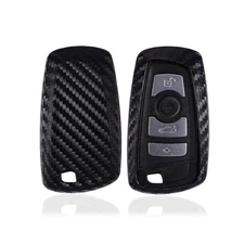 iJDMTOY Carbon Fiber Finish Soft Silicone Key Fob Cover Compatible with BMW 1...