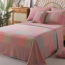 King Sheets Set 100 Cotton Washed Double Gauze Muslin Bedding 4-Piece Boho