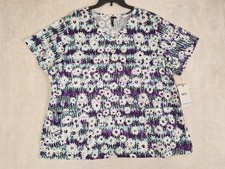 KD110 by BARCO Scrub Top Womens 3XL Cotton V Neck Style 8104 Purple Daisy 6 PKT
