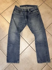 Polo Ralph Lauren Varick Slim Straight 36X30 Cotton Blue Denim Distressed Jean