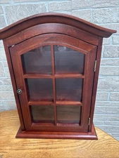 Vintage Curio Display Cabinet, Glass Door & Sides, 2 Shelf, Wall Or Table Top