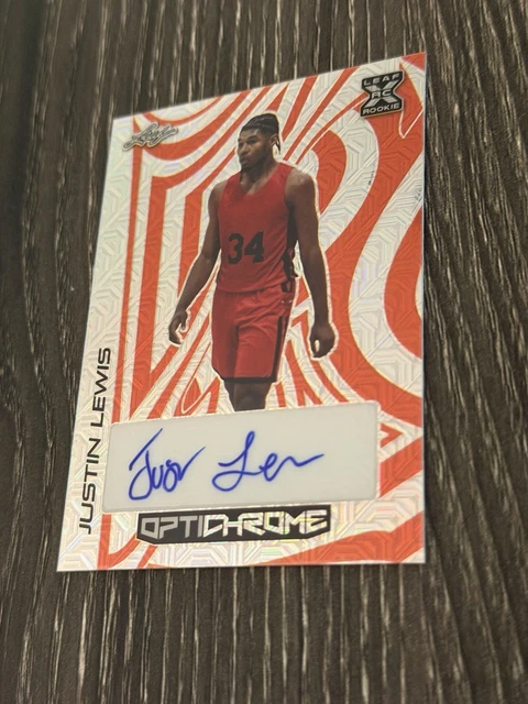 2022-23 Leaf Optichrome Orange Mojo Autographs /3 BA-JL2 JUSTIN LEWIS Auto - 3/3