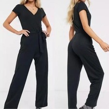 HOLLISTER Surplice Wrap Deep V Black Knit Midi Romper Jumpsuit  Small