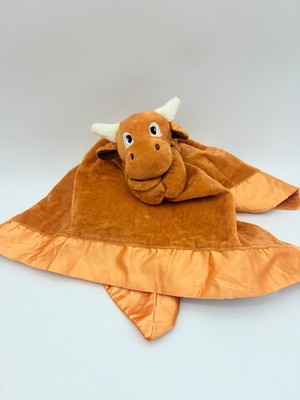 Longhorns Plush Lovey Security Blanket Yikes Twins Brown Bull Cow Horns Satin