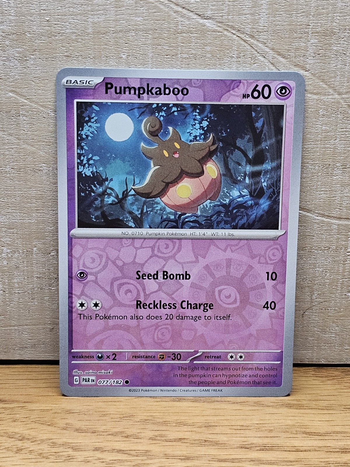 Pumpkaboo 77/182 SV-Paradox Rift Common Reverse Holo Pokémon Card TCG 