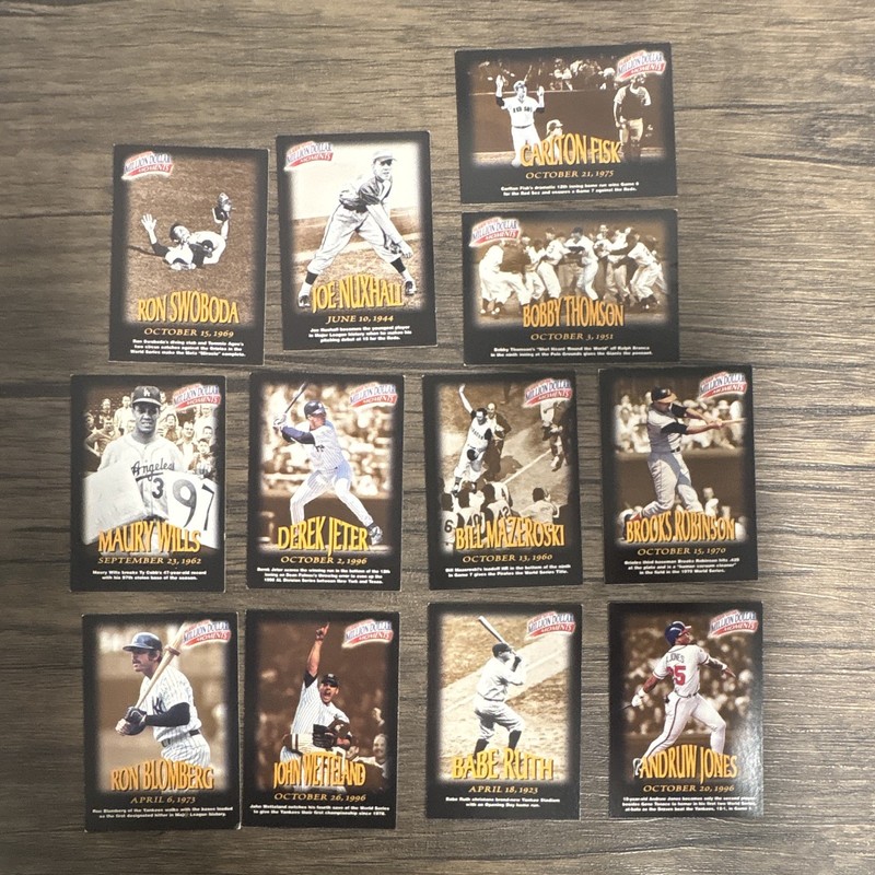 Fleer Million Dollar Moments 1997-98 MLB Baseball Card Lot (12) Jeter Ruth Fisk
