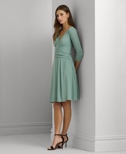 $145 Lauren Ralph Lauren Women's Jersey Long-Sleeve Dress - Soft Laurel Size 16