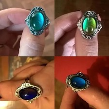 Wedding Band Ring Stainless Steel Mood Color Change Heart Adjustable Jewelry