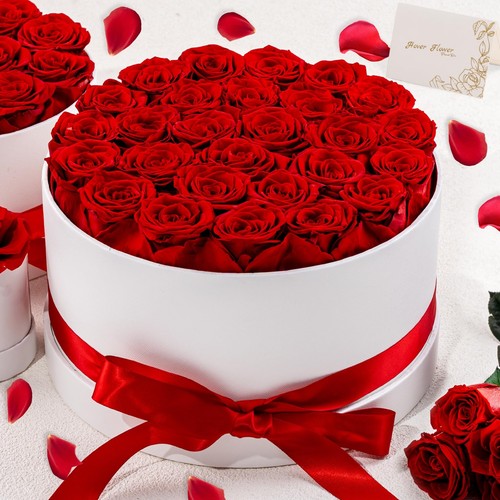 27 Forever Roses in Luxury White , Eternal Real Roses Gift for ...