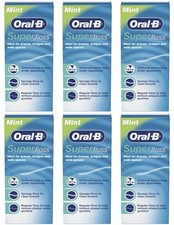 6 Pack: Oral-B Super Floss Pre-Cut Strands Dental Floss, Mint, 50ct