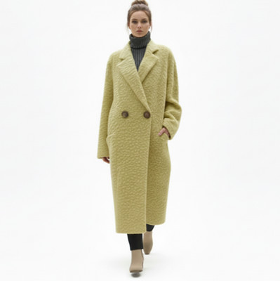 Erika Cavallini Women's Over Fit Coat In Lemon Wool/Alpaca/Mohair