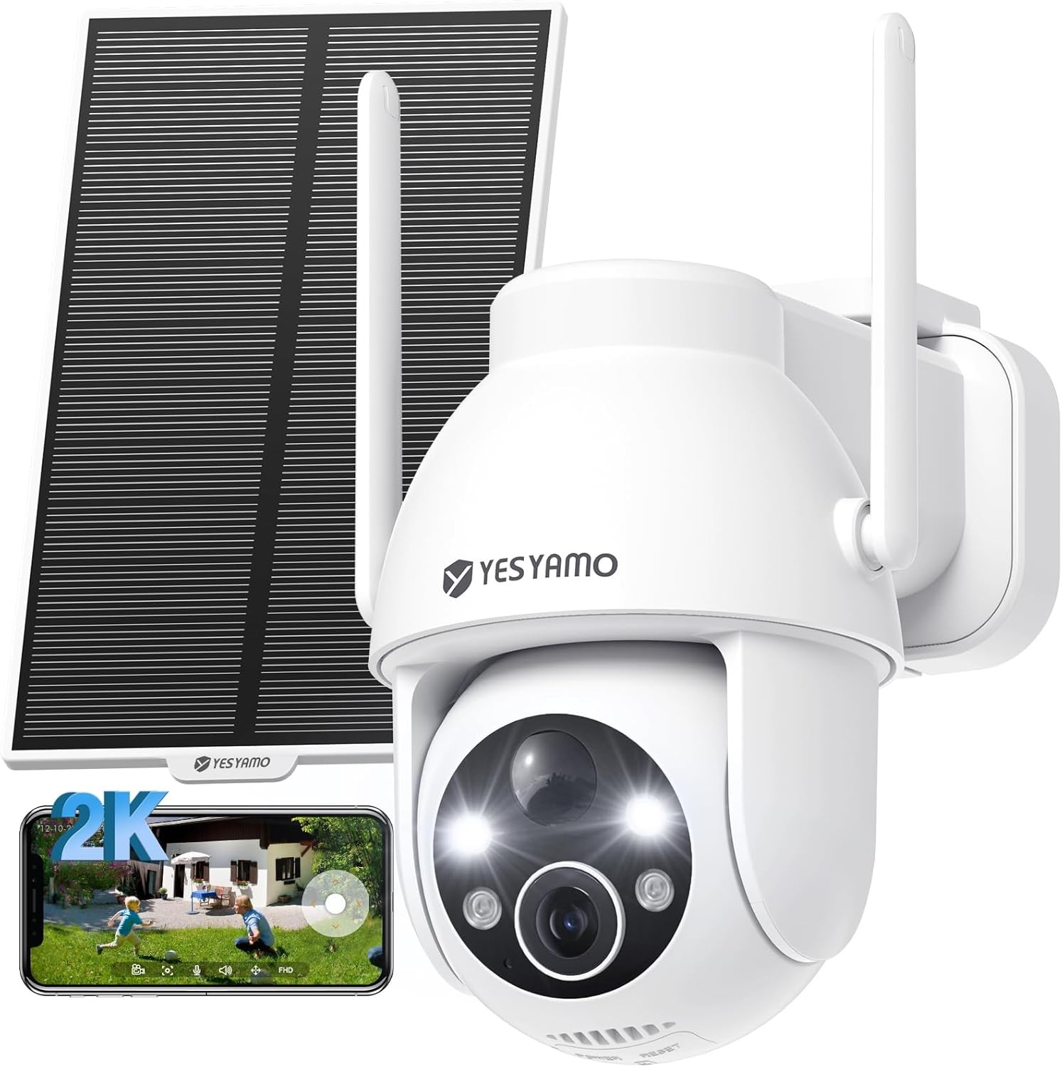 Videocamera Sorveglianza Solare 2K - Wifi Esterno IP66 Senza Fili