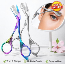 Stainless Steel Eyebrow Scissors with Comb - Precision Brows Grooming Tool