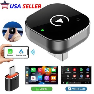 Wireless CarPlay Adapter AI Box Android Auto 2in1   Wired to Wireless Car Dongle