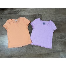 Cat Jack Girls Short Sleeve Top Bundle Peach Purple Size 8