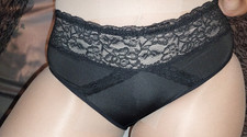 VTG SILKY NYLON LACE WAIST INSERT BIKINI PANTIES NEW