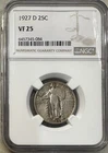 1927 D 25C Standing Liberty Quarter NGC VF 25, Semi-Key NICELY TONED REVERSE