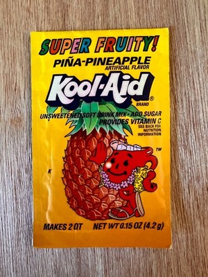 Vintage 90's Kool Aid Super Fruity Pina Pineapple Soft Drink Mix Unopened Packet