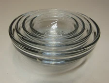 Set of 4 *Anchor Hocking* Clear Glass Nesting Food Prep Pinch Bowls Made in USA