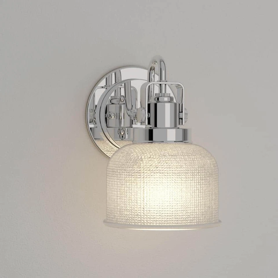 Progress Lighting Archie 1-Light Chrome Bath Vanity Light with Prismatic Glass - Image 4 of 4