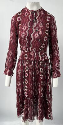 Altuzarra Pre-Fall 2018 Agadir Chiffon Asymmetric-Button Shirt Dress sz 36