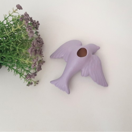 Lavender Hand Painted Clay Swallow // Portuguese Ceramic Wall Swallow 14cm - Picture 4 of 7